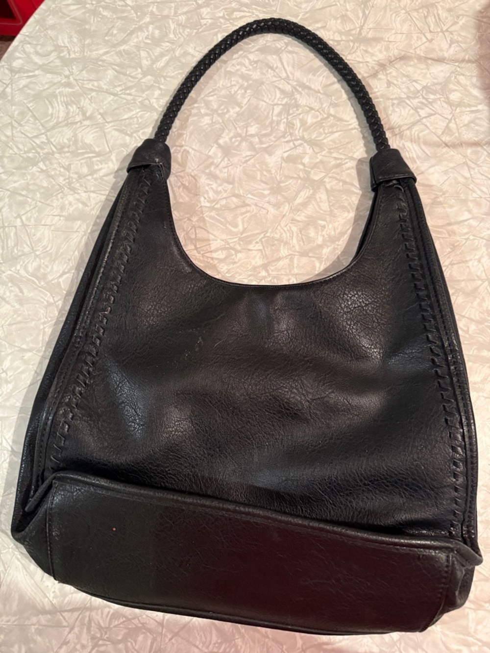 Antik Kraft Black Braided Handle Shoulder Bag
